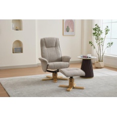 Maine Fabric Recliner Chair & Stool Set - Camel Maine Fabric Recliner Chair & Stool Set - Camel