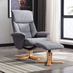 Mars Recliner Chair & Footstool Set - Slate Fabric Mars Recliner Chair & Footstool Set - Slate Fabric