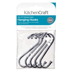 KitchenCraft Chrome Plated S Hooks 100mm Pack of 5 KitchenCraft Chrome Plated S Hooks 100mm Pack of 5