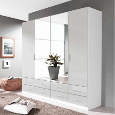 Stuttgart Soft Grey/Alpine White 210cm Height 4 Door Combination Wardrobe Stuttgart Soft Grey/Alpine White 210cm Height 4 Door Combination Wardrobe