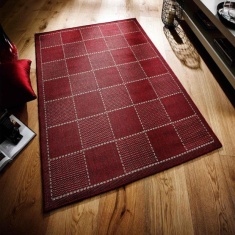 Melrose Checked Flatweave Rug - Red