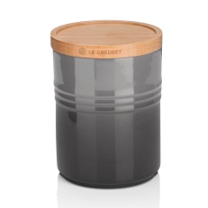 Le Creuset Medium Storage Jar With Wood Lid Flint Le Creuset Medium Storage Jar With Wood Lid Flint