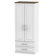 Kent 2 Door 2 Drawer Wardrobe - White Ash & Oak Kent 2 Door 2 Drawer Wardrobe - White Ash & Oak