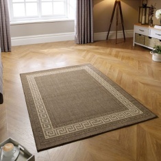 Melrose Greek Key Flatweave Rug - Brown