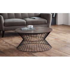 Julian Bowen Jersey Round Wire Coffee Table - Walnut Julian Bowen Jersey Round Wire Coffee Table - Walnut