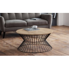 Julian Bowen Jersey Round Wire Coffee Table - Euro Oak Julian Bowen Jersey Round Wire Coffee Table - Euro Oak