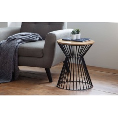 Julian Bowen Jersey Round Wire Lamp Table - Euro Oak Julian Bowen Jersey Round Wire Lamp Table - Euro Oak