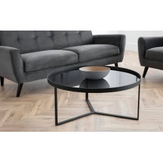 Julian Bowen Loft Round Coffee Table - Smoked Glass Julian Bowen Loft Round Coffee Table - Smoked Glass