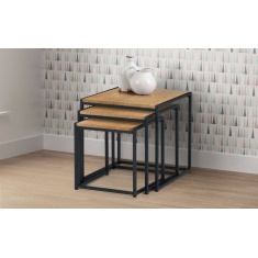 Julian Bowen Tribeca Nest Of 3 Tables - Euro Oak Julian Bowen Tribeca Nest Of 3 Tables - Euro Oak
