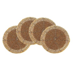 Peggy Wilkins Bliss Beaded Coasters Set Of 4 - Gold