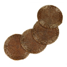 Peggy Wilkins Bliss Beaded Coasters Set Of 4 - Gold Peggy Wilkins Bliss Beaded Coasters Set Of 4 - Gold