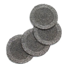 Peggy Wilkins Bliss Beaded Coasters Set Of 4 - Silver