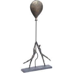 Libra Antique Bronze Couple With A Balloon Sculpture Libra Antique Bronze Couple With A Balloon Sculpture