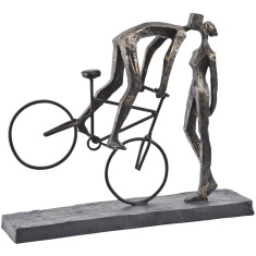Libra Antique Bronze Kissing Couple On Bike Sculpture Libra Antique Bronze Kissing Couple On Bike Sculpture