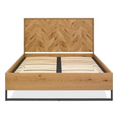 Vaughan Chevron Oak Panel Bed Frame