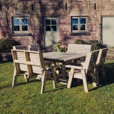 Churnet Valley Ergo 8 Seater Square Set - 4 x Chairs & 2 x Benches Churnet Valley Ergo 8 Seater Square Set - 4 x Chairs & 2 x Benches