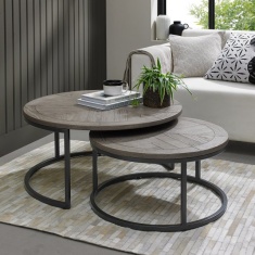 Markham Silver Grey Round Coffee Table Nest Markham Silver Grey Round Coffee Table Nest