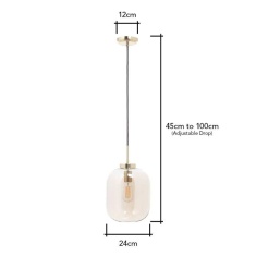 BHS Draper Glass Shade Ceiling Pendant - Brass