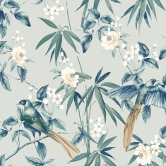 Arthouse Oriental Floral Birds Grey Blue Wallpaper Arthouse Oriental Floral Birds Grey Blue Wallpaper