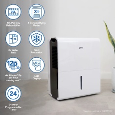 Igenix IG9830 30L Per Day Dehumidifier - White Igenix IG9830 30L Per Day Dehumidifier - White