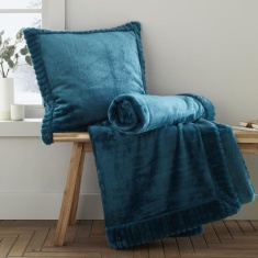 Catherine Lansfield Velvet & Fur Cushion Teal Catherine Lansfield Velvet & Fur Cushion Teal