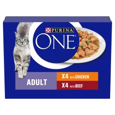 Purina One Adult Cat Food Chicken And Beef Cat Food - 8 x 85g Purina One Adult Cat Food Chicken And Beef Cat Food - 8 x 85g