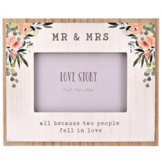 6 X 4 - Love Story Wooden Photo Frame - Mr & Mrs 6 X 4 - Love Story Wooden Photo Frame - Mr & Mrs