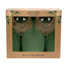 Love Story Mr & Mrs Gin Glasses Set