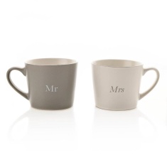 Amore Set Of 2 Grey & White Mugs - Mr & Mrs Amore Set Of 2 Grey & White Mugs - Mr & Mrs