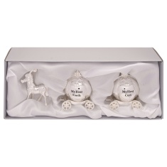 Silverplated Horse And Carriage Tooth & Curl Set Silverplated Horse And Carriage Tooth & Curl Set