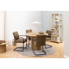Adele Dining Chair With Armrest - Light Brown Adele Dining Chair With Armrest - Light Brown