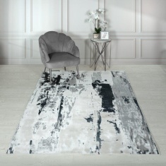 Asiatic Aurora AU10 Machine Woven Rug - Glacier Charcoal / Silver