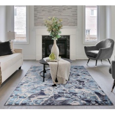 Asiatic Aurora AU21 Modern Rug - Foam - Blue/Silver