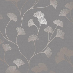 Holden Decor Glistening Ginkgo Rose Gold/Grey Wallpaper Holden Decor Glistening Ginkgo Rose Gold/Grey Wallpaper