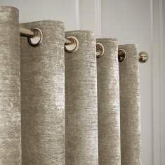 Hyperion Eros Chenille Jacquard Eyelet Curtains - Champagne Gold