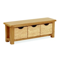 Ascot Rustic Oak Bench With Baskets Ascot Rustic Oak Bench With Baskets
