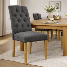 Ascot Charcoal Button Back Upholstered Dining Chair (Pair) Ascot Charcoal Button Back Upholstered Dining Chair (Pair)