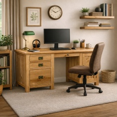 Ascot Rustic Oak Double Desk Ascot Rustic Oak Double Desk