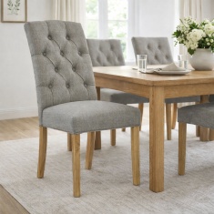 Ascot Grey Button Back Upholstered Dining Chair (Pair) Ascot Grey Button Back Upholstered Dining Chair (Pair)