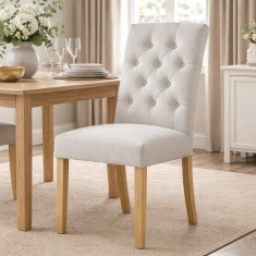 Ascot Natural Button Back Upholstered Dining Chair (Pair) Ascot Natural Button Back Upholstered Dining Chair (Pair)
