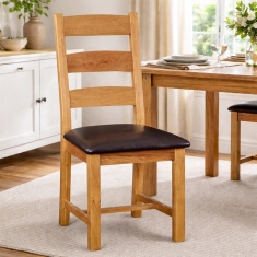 Ascot Slatted Dining Chair With Vegan Leather Seat (Pair) Ascot Slatted Dining Chair With Vegan Leather Seat (Pair)