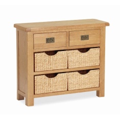 Ascot Rustic Oak Small Sideboard With Baskets Ascot Rustic Oak Small Sideboard With Baskets