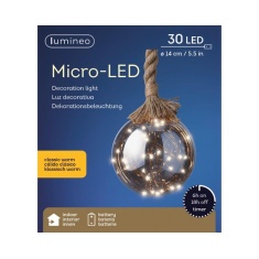 Lumineo Micro LED Rope Ball Light 14cm - Smoke