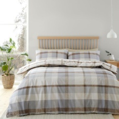 Catherine Lansfield Brushed Cotton Check Natural Duvet Set Catherine Lansfield Brushed Cotton Check Natural Duvet Set