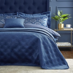 Catherine Lansfield Signature Art Deco Pearl Bedspread 220x200cm - Navy Blue Catherine Lansfield Signature Art Deco Pearl Bedspread 220x200cm - Navy Blue