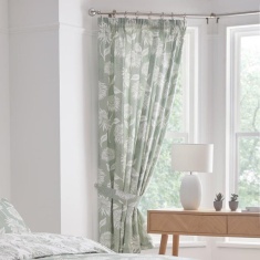 Dreams & Drapes Design Chrysanthemum Pencil Pleat Curtains With Tie-Backs 66 x 72 - Green Dreams & Drapes Design Chrysanthemum Pencil Pleat Curtains With Tie-Backs 66 x 72 - Green