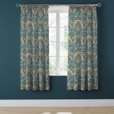 Dreams & Drapes Palais Pencil Pleat Curtains With Tie-Backs 66 x 72 - Teal Dreams & Drapes Palais Pencil Pleat Curtains With Tie-Backs 66 x 72 - Teal