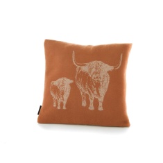 Deyongs Highland Cows Acrylic Filled Cushion - Paprika