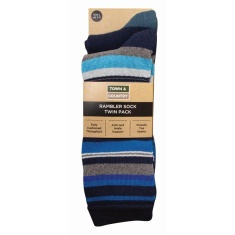 Town & Country Twin Pack Ramble Socks 7-11 - Navy/Multi Town & Country Twin Pack Ramble Socks 7-11 - Navy/Multi
