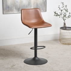 Oregon Height Adjustable Faux Leather Swivel Bar Stool - Brandy Oregon Height Adjustable Faux Leather Swivel Bar Stool - Brandy